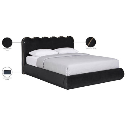 Tempo Black Velvet Upholstered King Bed
