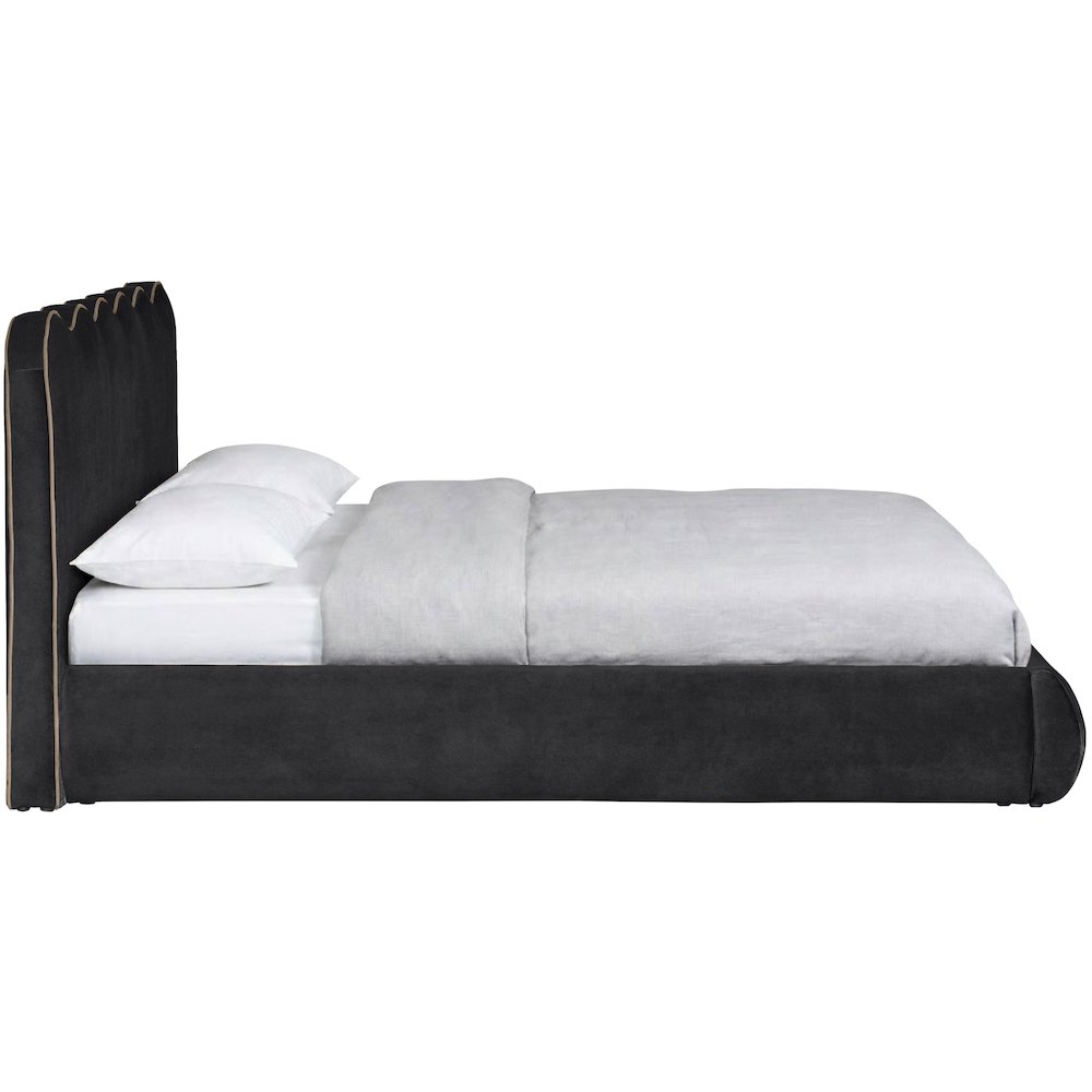 Tempo Black Velvet Upholstered King Bed