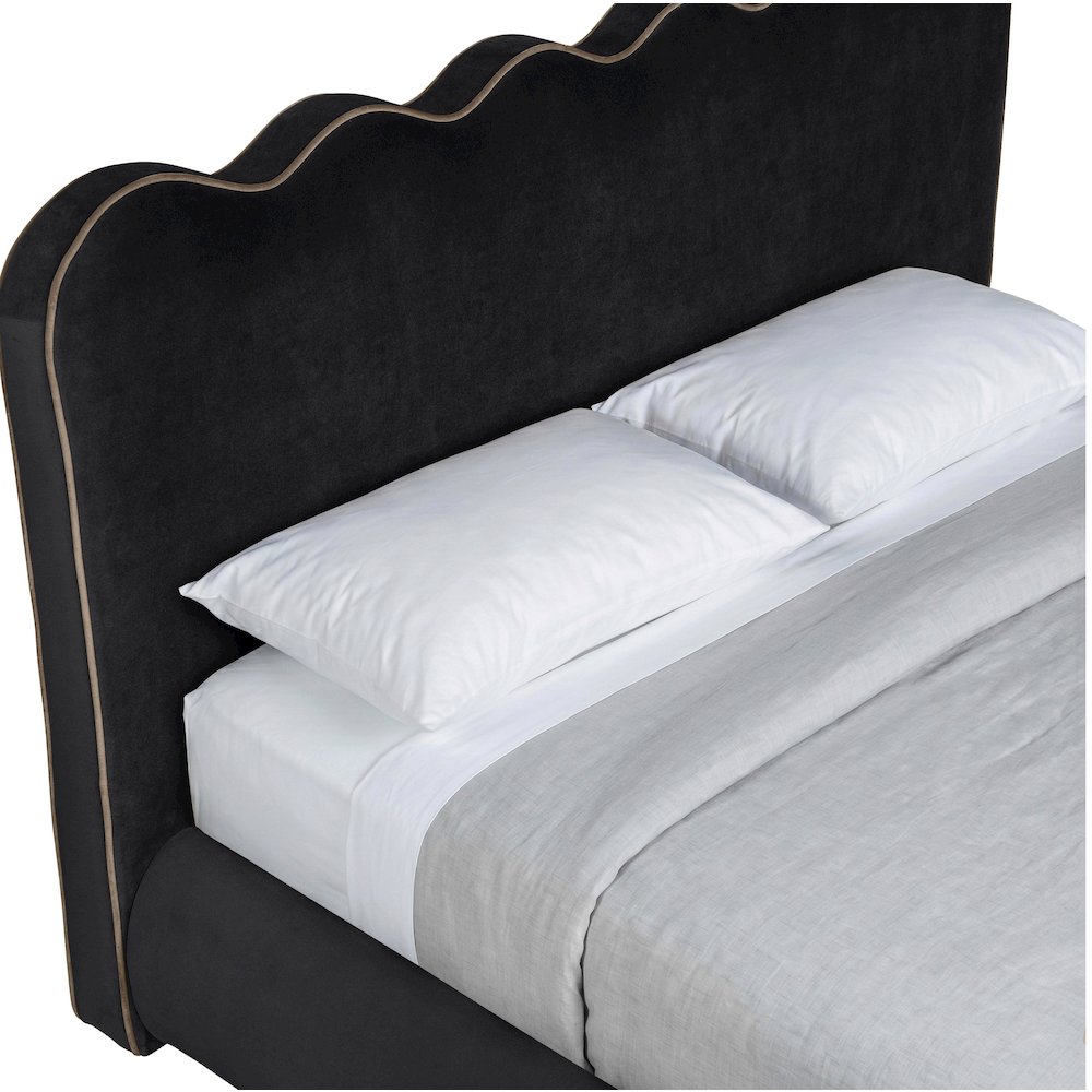Tempo Black Velvet Upholstered King Bed