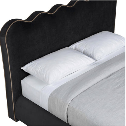 Tempo Black Velvet Upholstered King Bed