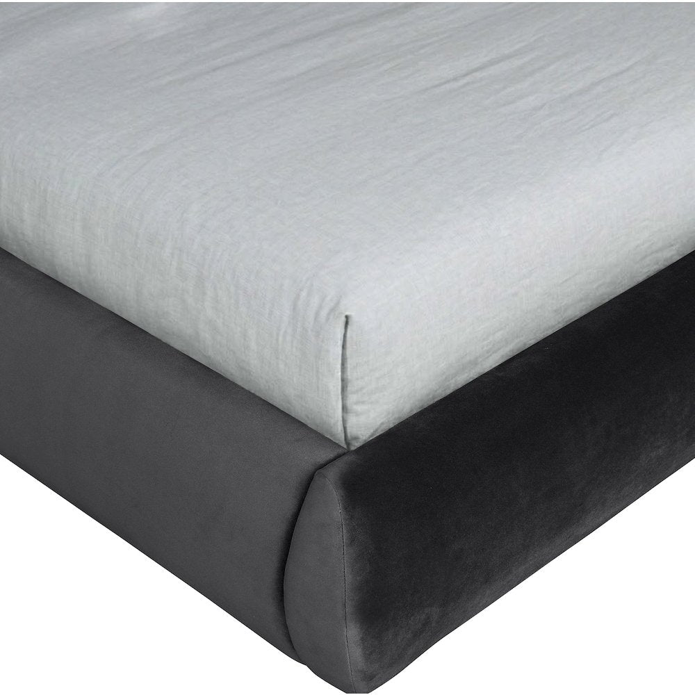 Tempo Black Velvet Upholstered King Bed