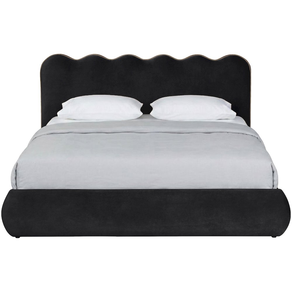 Tempo Black Velvet Upholstered Queen Bed
