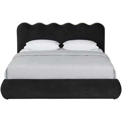 Tempo Black Velvet Upholstered Queen Bed