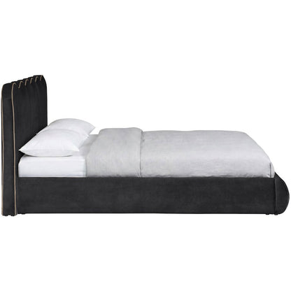Tempo Black Velvet Upholstered Queen Bed