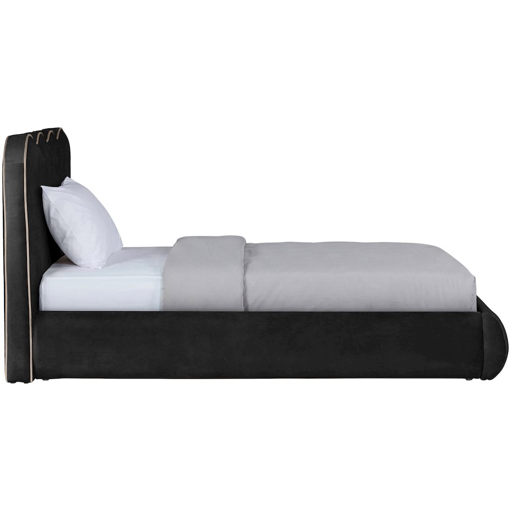 Tempo Black Velvet Upholstered Twin Bed
