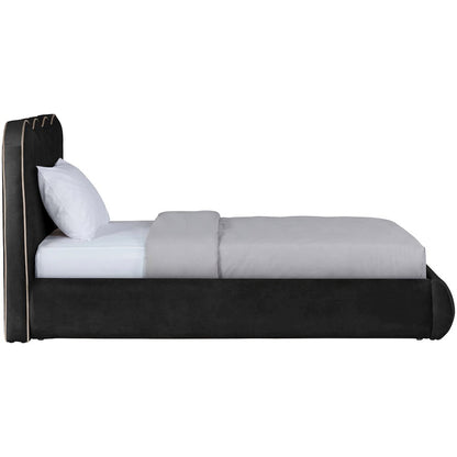 Tempo Black Velvet Upholstered Twin Bed