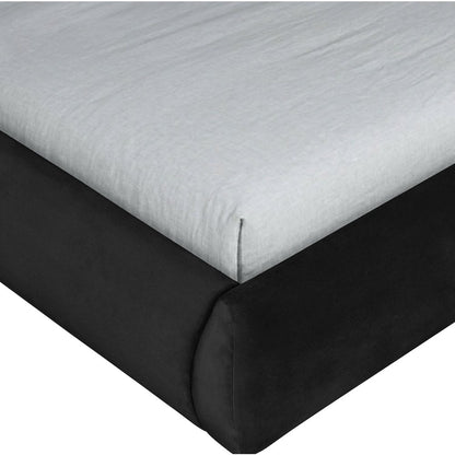 Tempo Black Velvet Upholstered Twin Bed