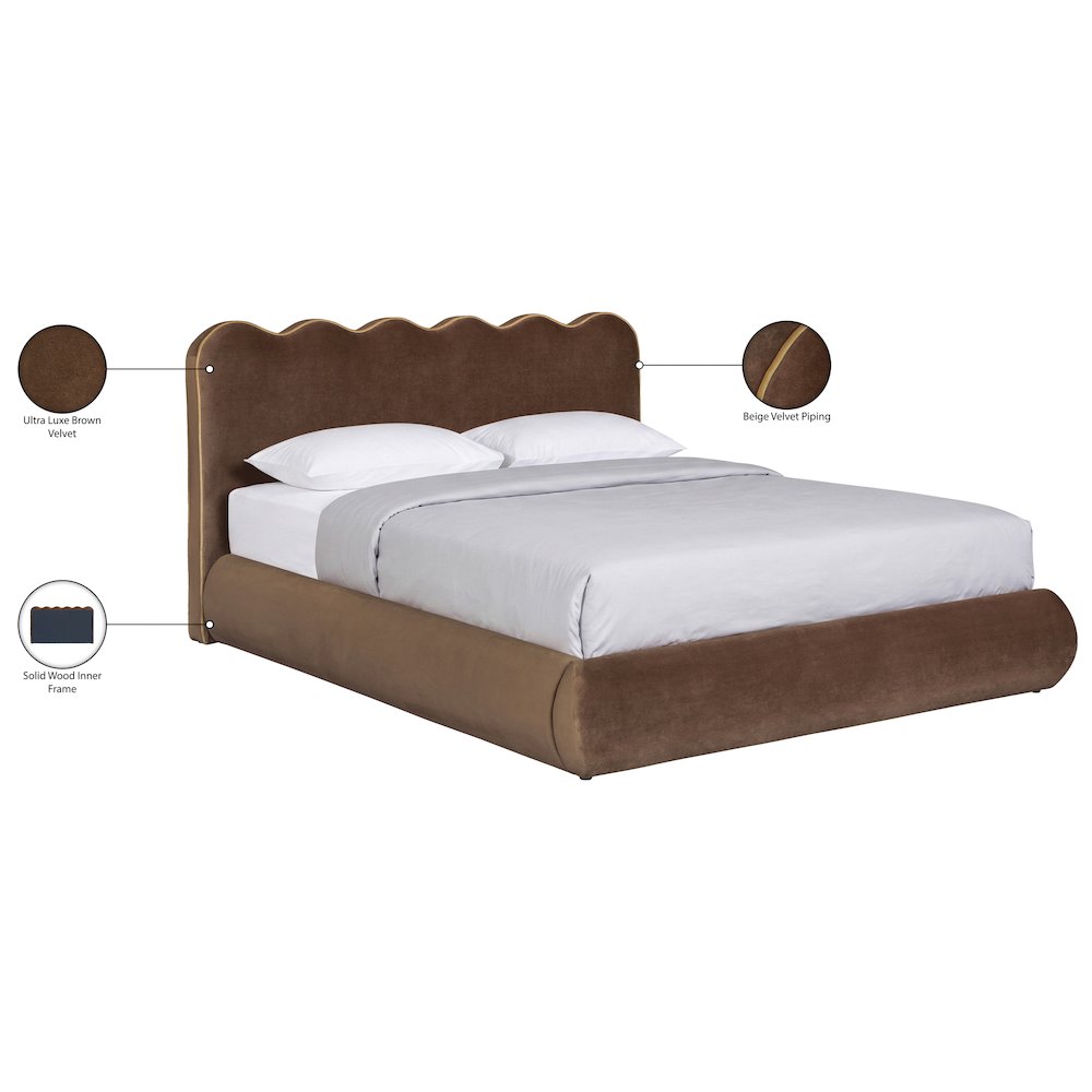 Tempo Brown Velvet Upholstered Full Bed