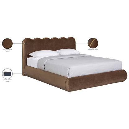 Tempo Brown Velvet Upholstered Full Bed