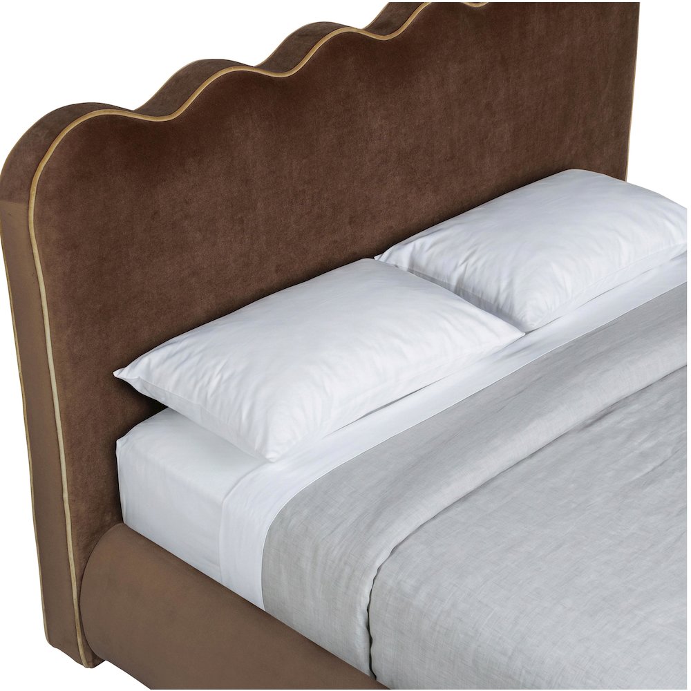 Tempo Brown Velvet Upholstered Full Bed