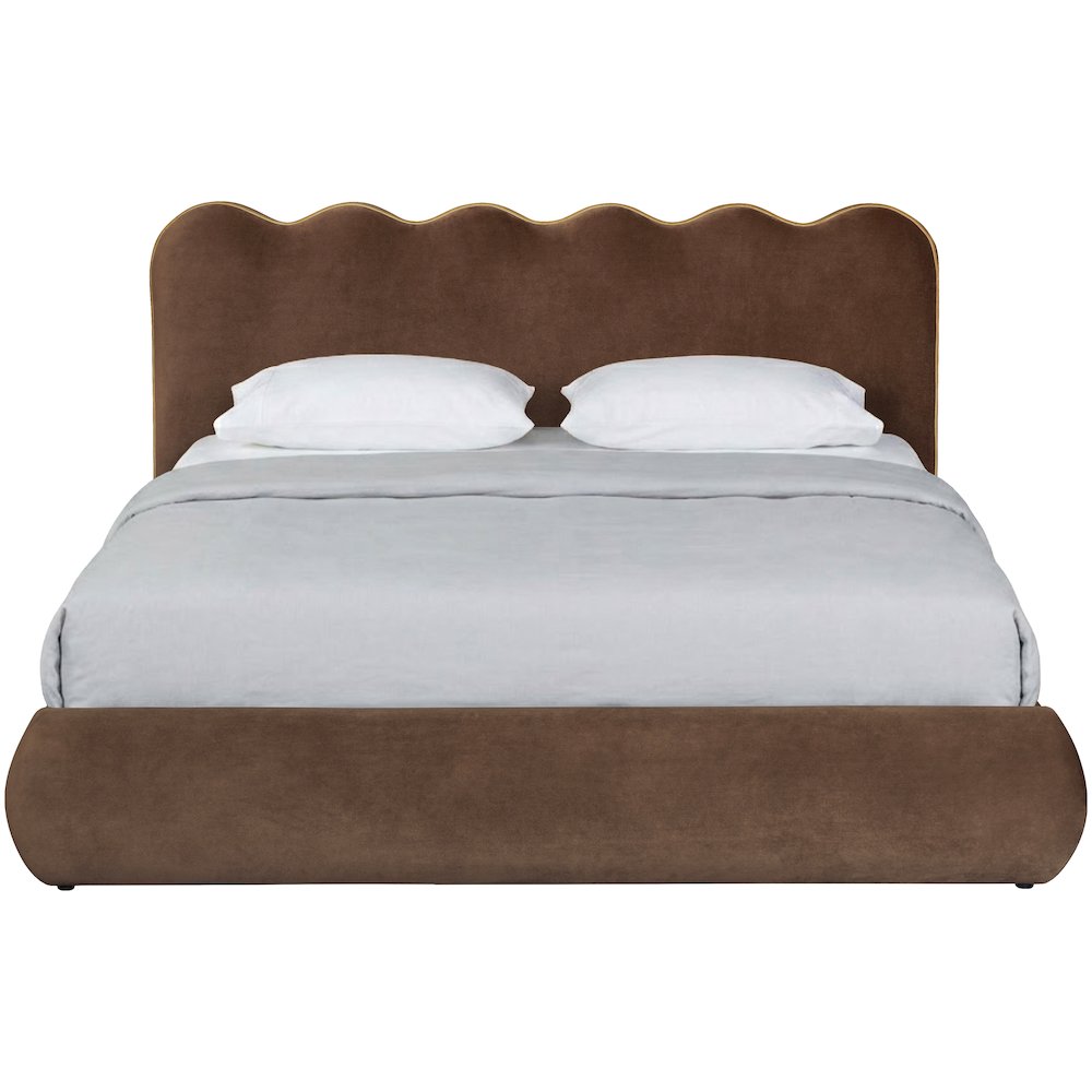 Tempo Brown Velvet Upholstered Queen Bed