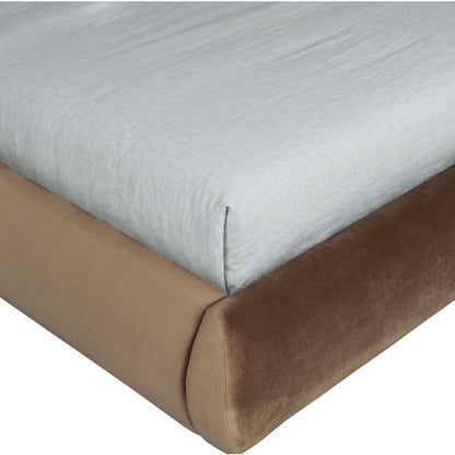 Tempo Brown Velvet Upholstered Queen Bed