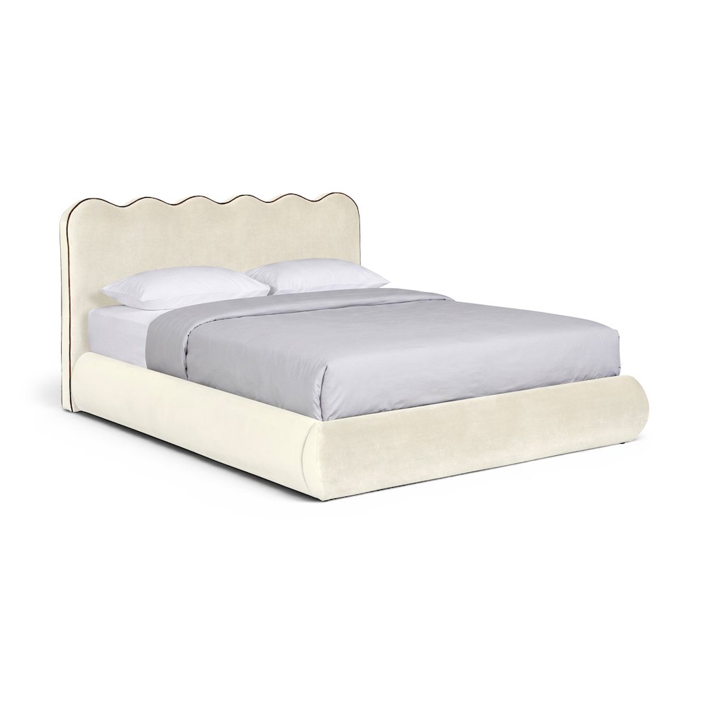 Tempo Cream Velvet Upholstered Full Bed