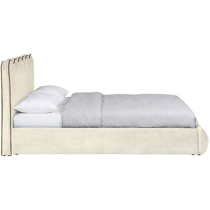 Tempo Cream Velvet Upholstered Full Bed