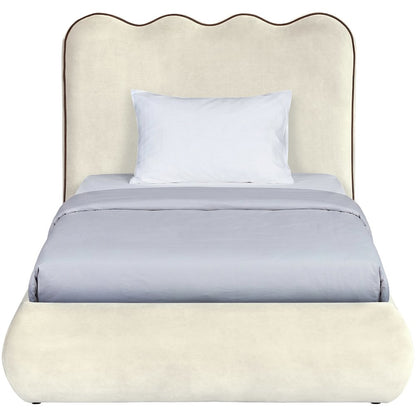 Tempo Cream Velvet Upholstered Twin Bed