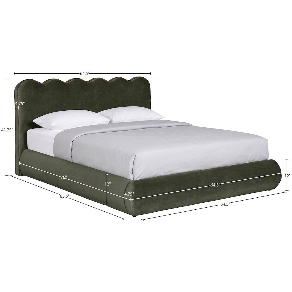 Tempo Green Velvet Upholstered Full Bed