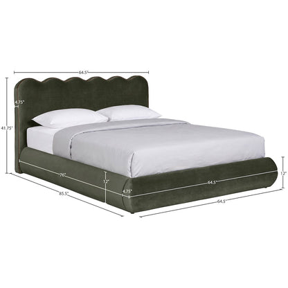 Tempo Green Velvet Upholstered Full Bed