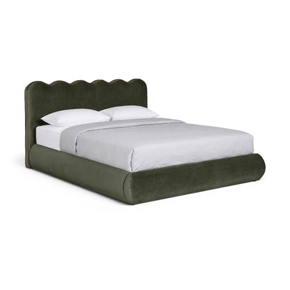 Tempo Green Velvet Upholstered Full Bed