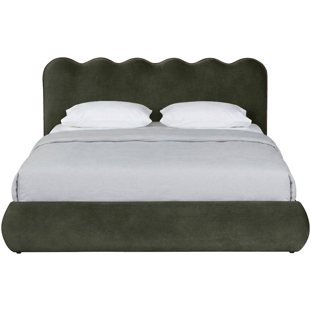Tempo Green Velvet Upholstered Full Bed