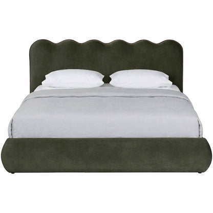 Tempo Green Velvet Upholstered Full Bed