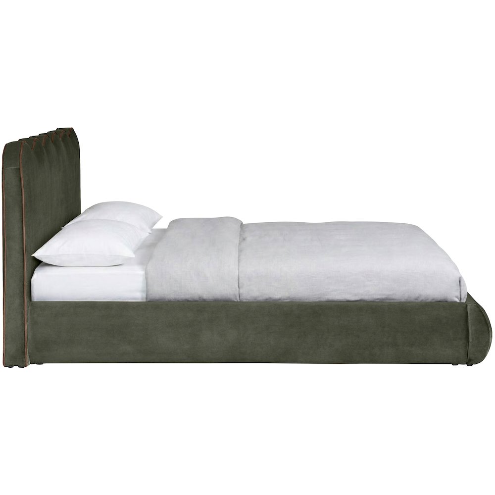 Tempo Green Velvet Upholstered Full Bed