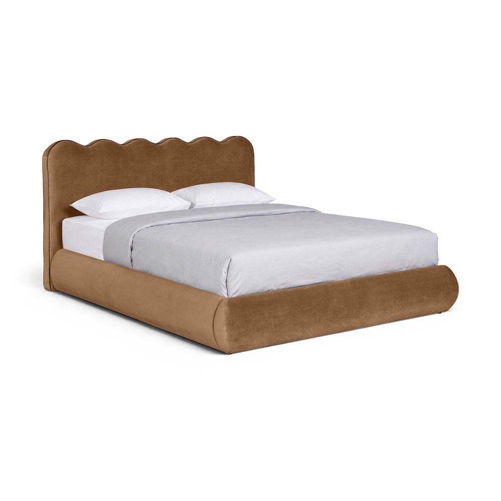 Tempo Saddle Velvet Upholstered Full Bed