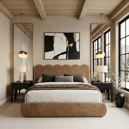 Tempo Saddle Velvet Upholstered Full Bed