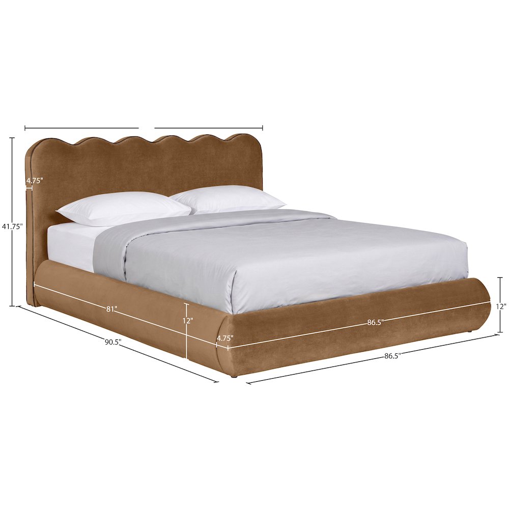 Tempo Saddle Velvet Upholstered King Bed