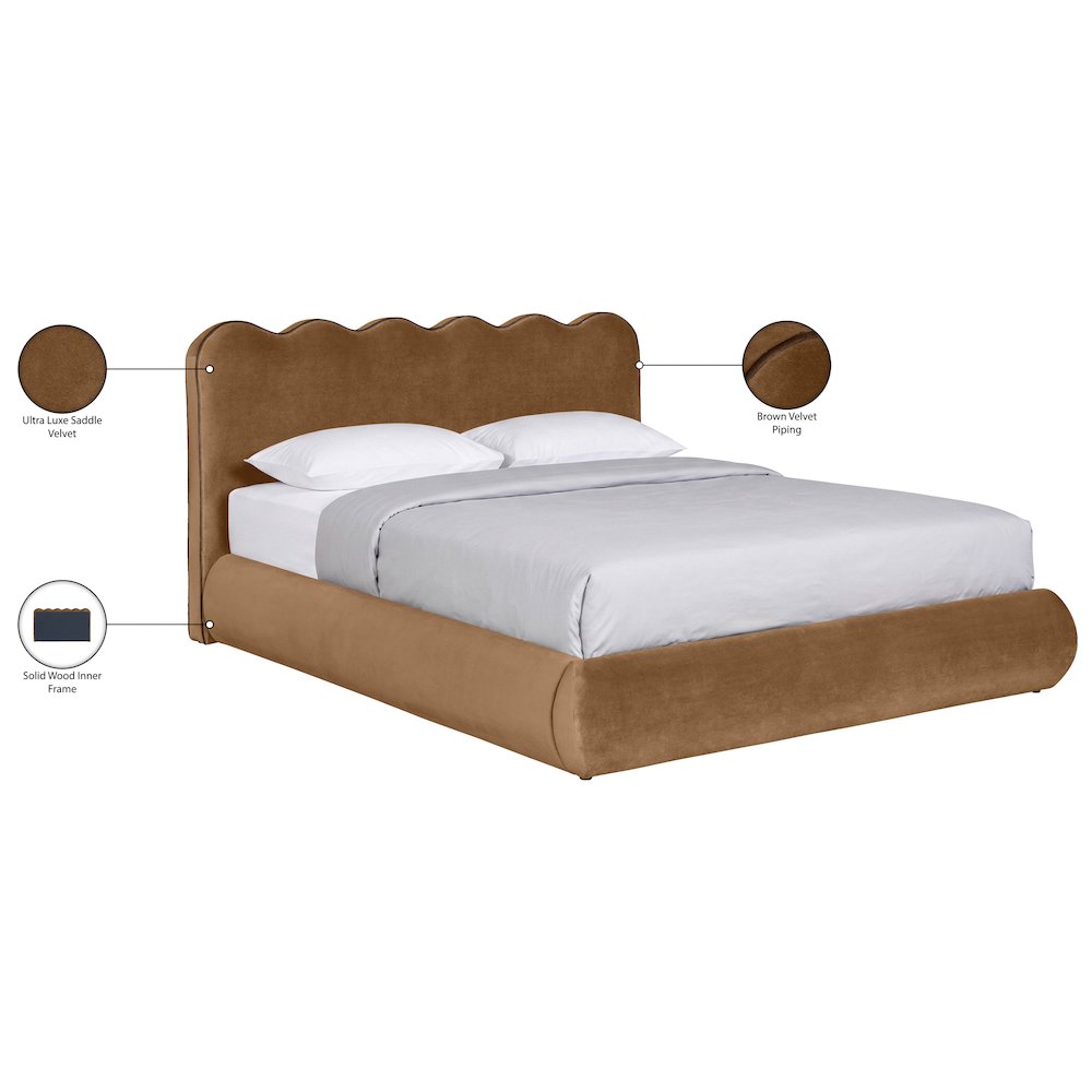 Tempo Saddle Velvet Upholstered Queen Bed