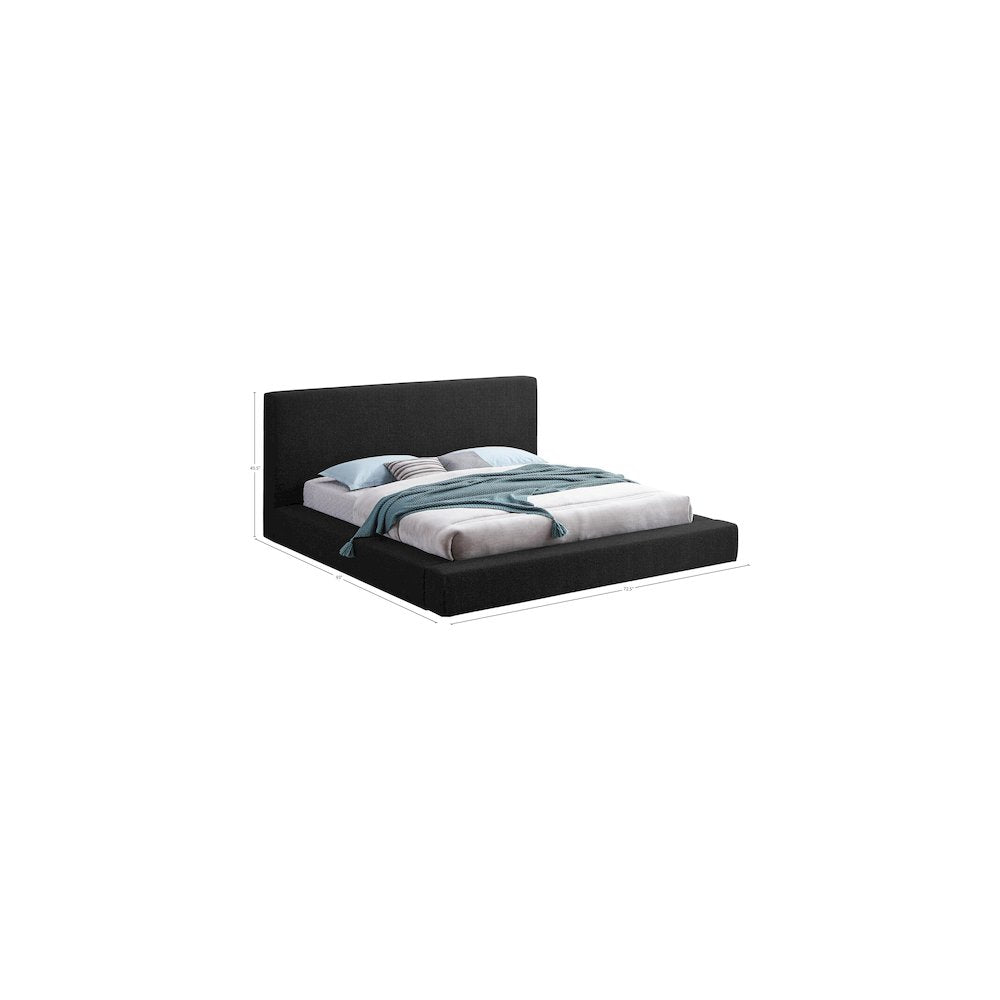 Terra Black Boucle Fabric Full Bed