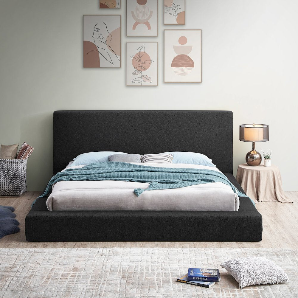 Terra Black Boucle Fabric Full Bed