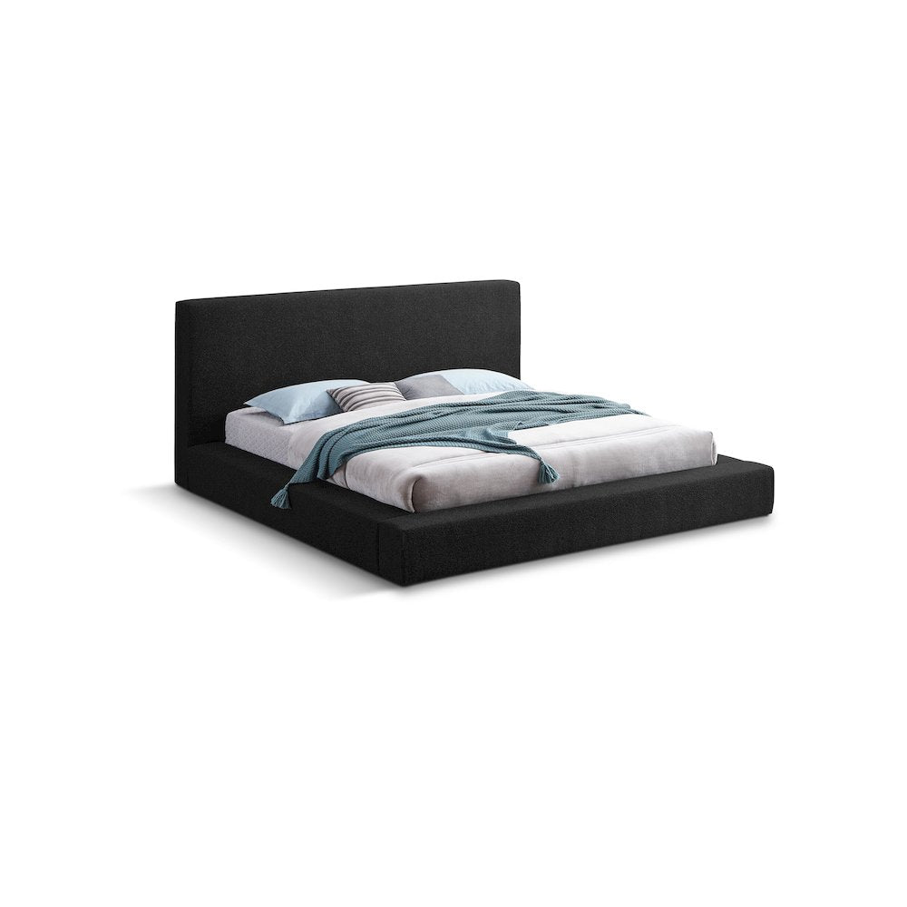 Terra Black Boucle Fabric Queen Bed