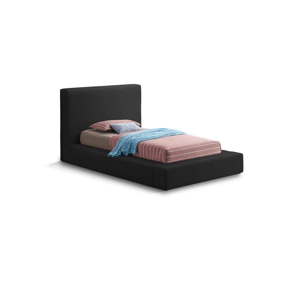Terra Black Boucle Fabric Twin Bed