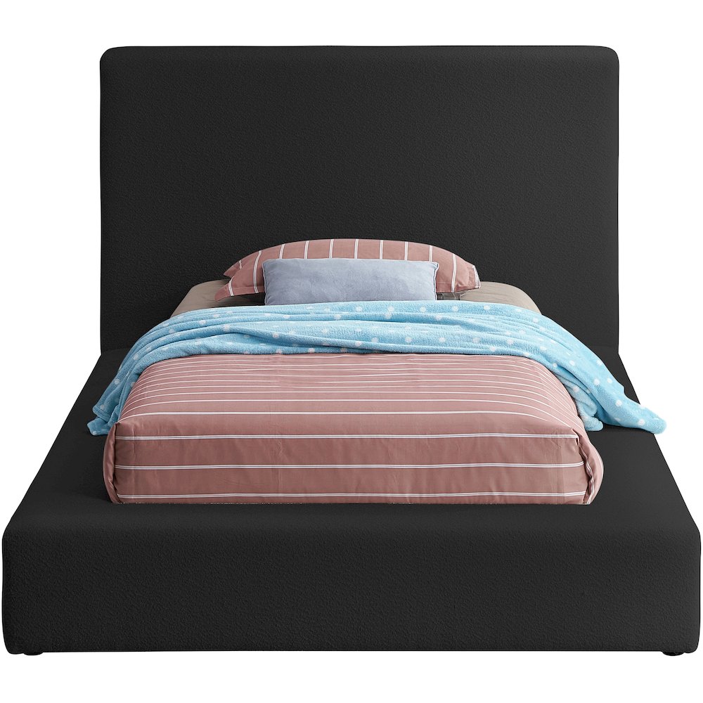 Terra Black Boucle Fabric Twin Bed
