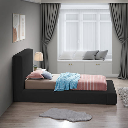 Terra Black Boucle Fabric Twin Bed