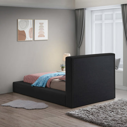 Terra Black Boucle Fabric Twin Bed