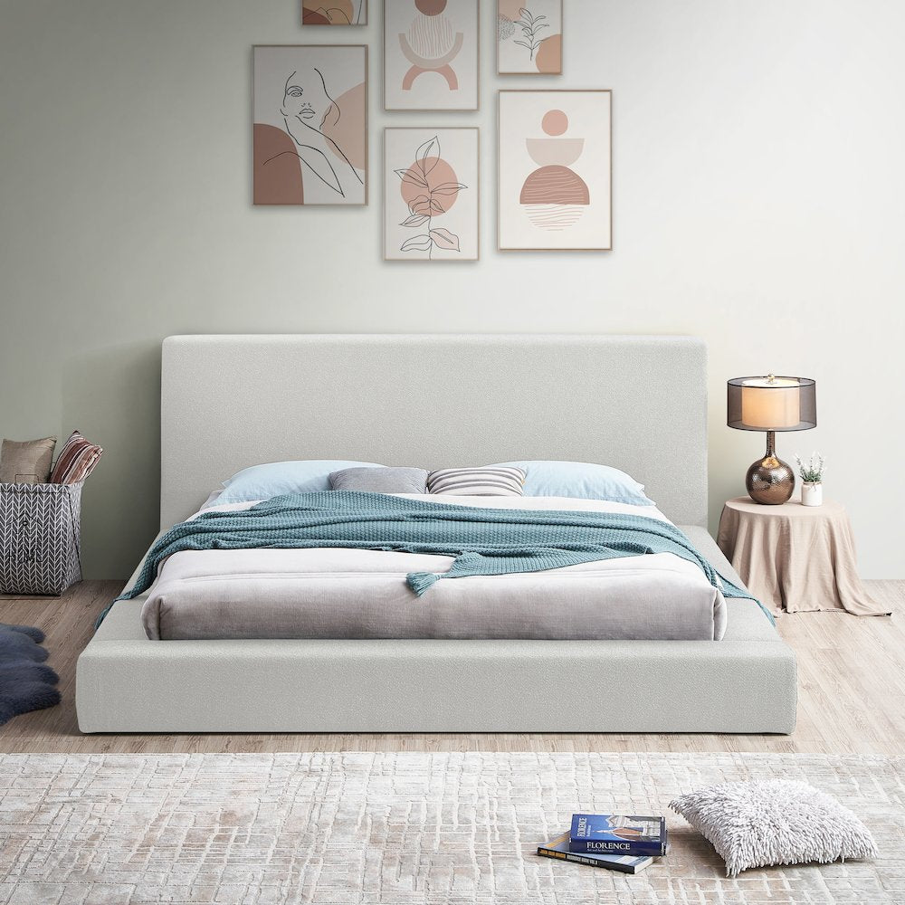 Terra Cream Boucle Fabric King Bed