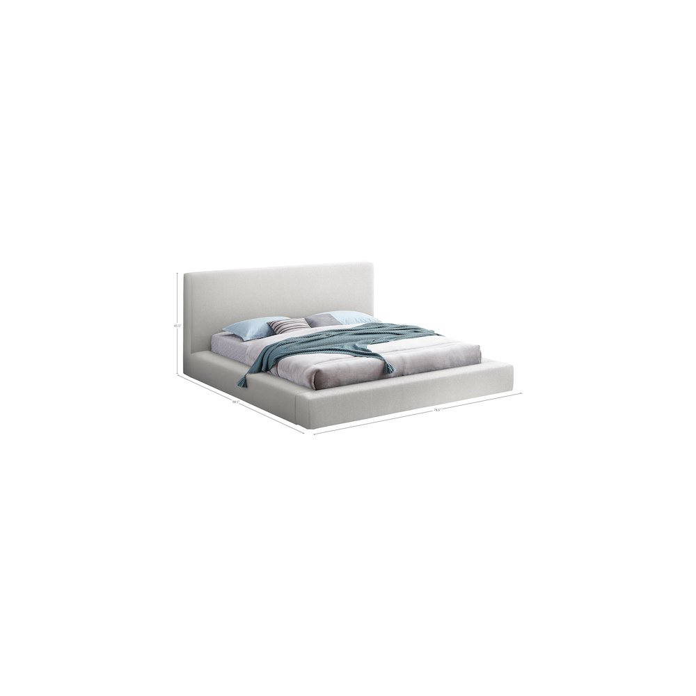 Terra Cream Boucle Fabric Queen Bed
