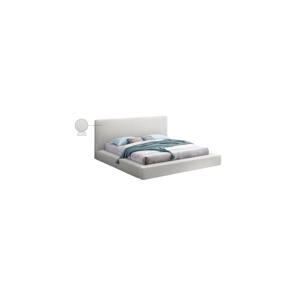 Terra Cream Boucle Fabric Queen Bed