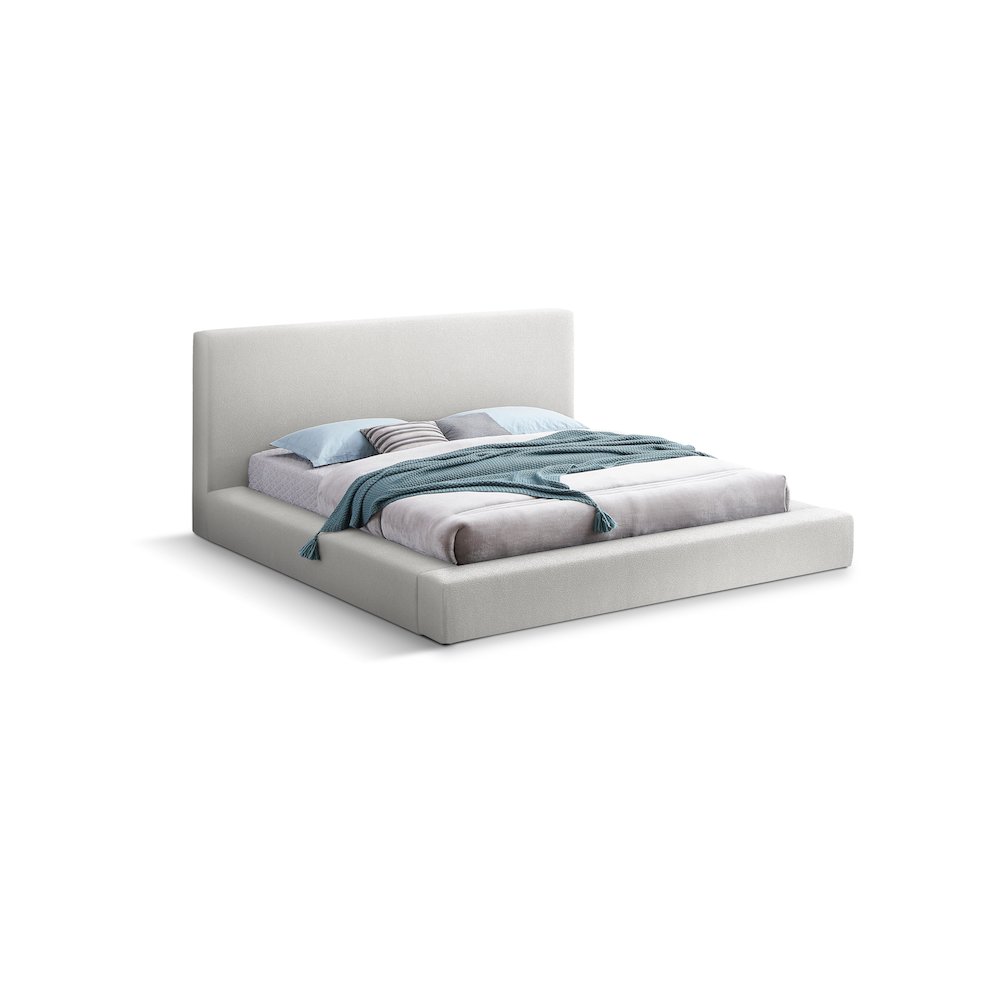 Terra Cream Boucle Fabric Queen Bed
