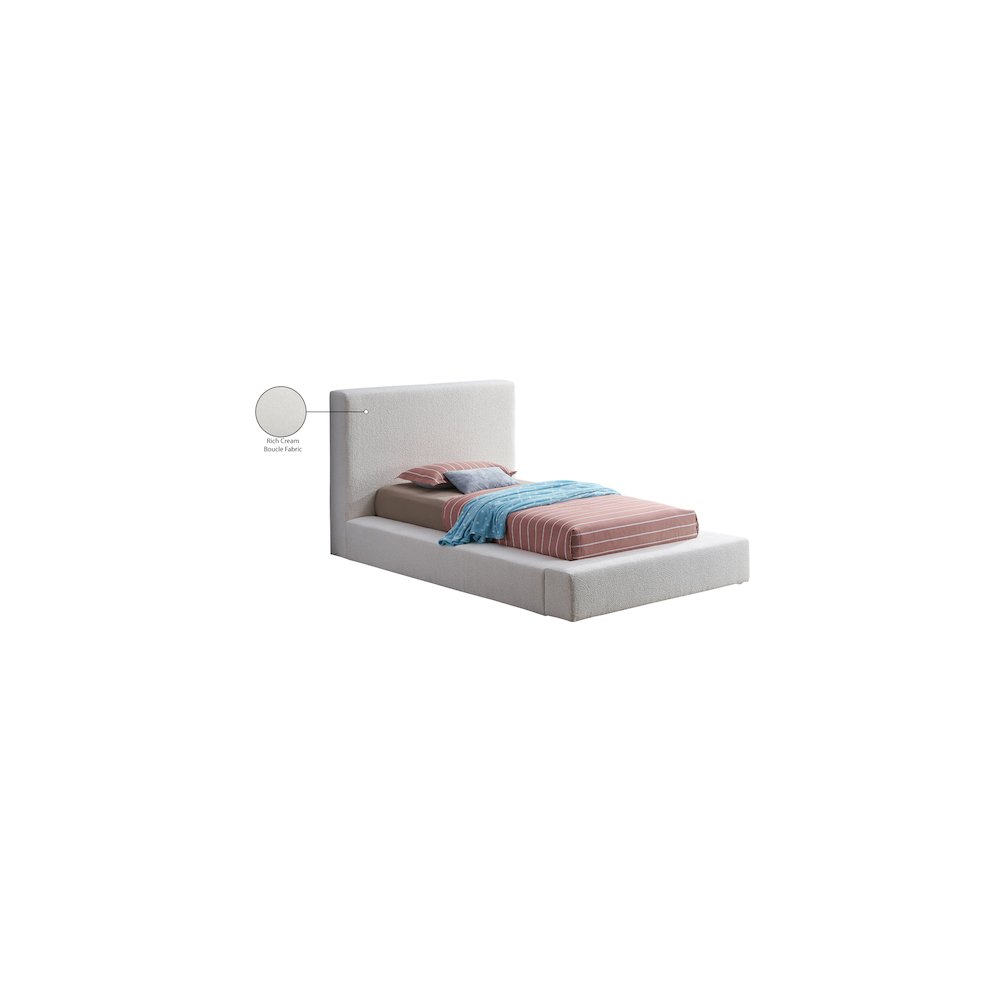 Terra Cream Boucle Fabric Twin Bed