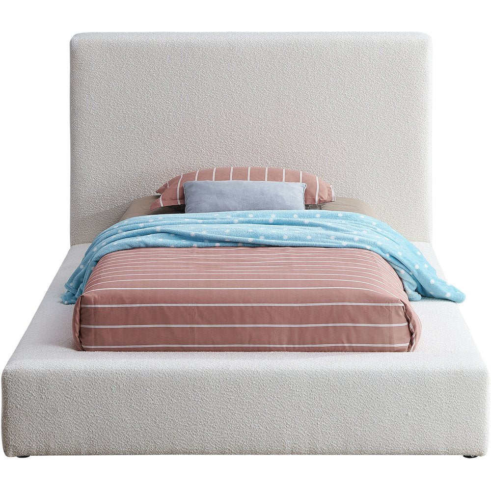 Terra Cream Boucle Fabric Twin Bed