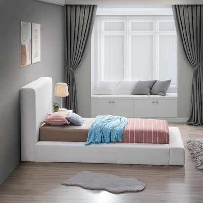 Terra Cream Boucle Fabric Twin Bed