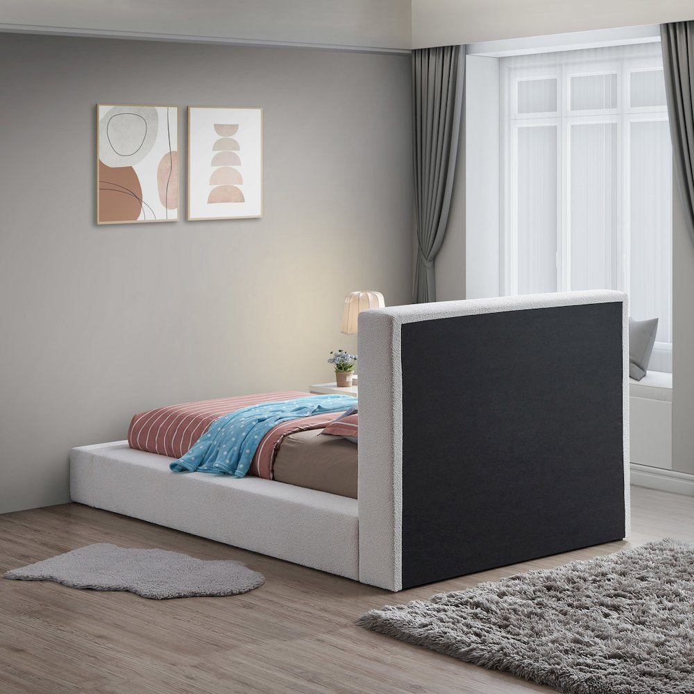 Terra Cream Boucle Fabric Twin Bed