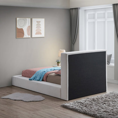 Terra Cream Boucle Fabric Twin Bed
