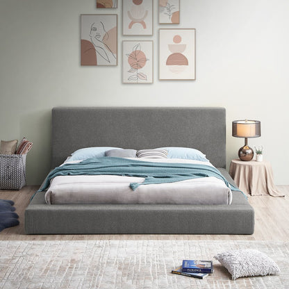 Terra Grey Boucle Fabric Full Bed