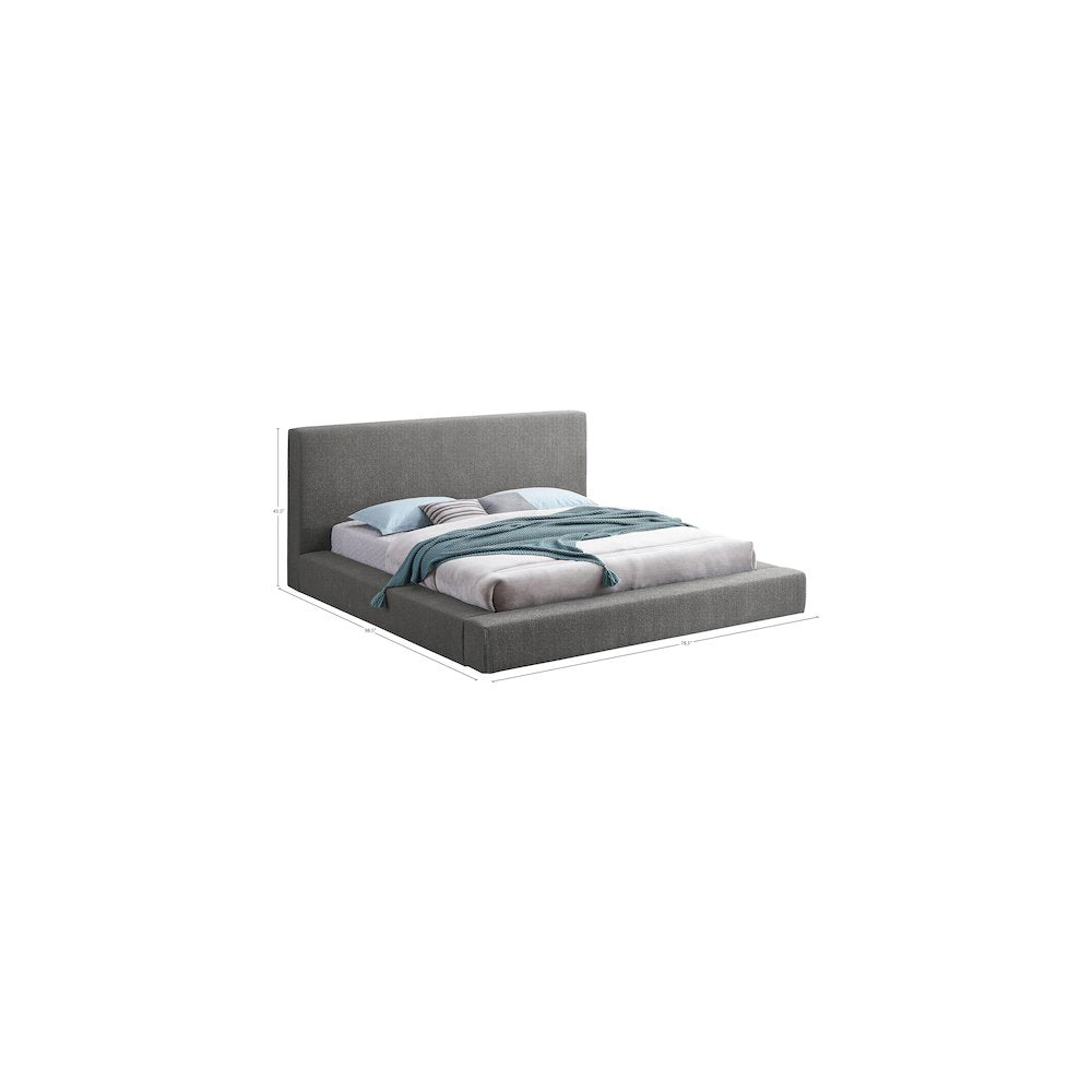Terra Grey Boucle Fabric Queen Bed