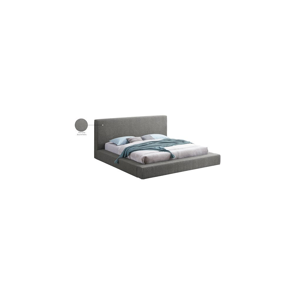 Terra Grey Boucle Fabric Queen Bed