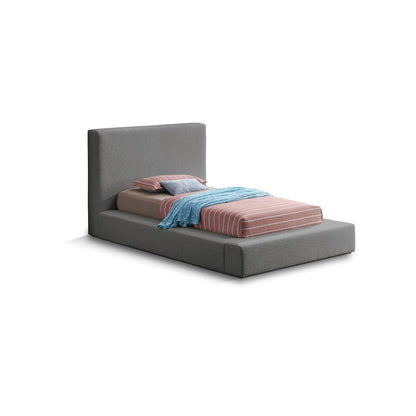 Terra Grey Boucle Fabric Twin Bed