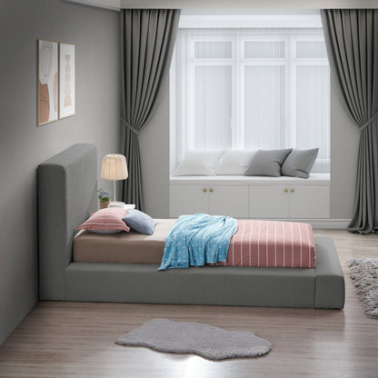 Terra Grey Boucle Fabric Twin Bed